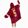 Jayden Daniels 5 Washington Football Unisex Blanket Hoodie 2