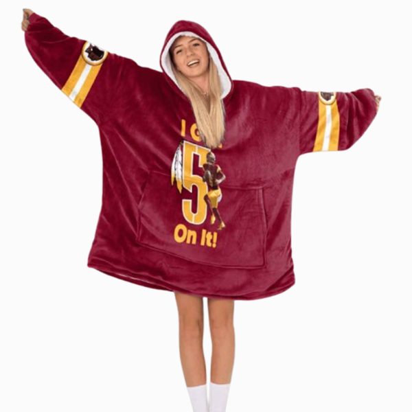 Jayden Daniels 5 Washington Football Unisex Blanket Hoodie