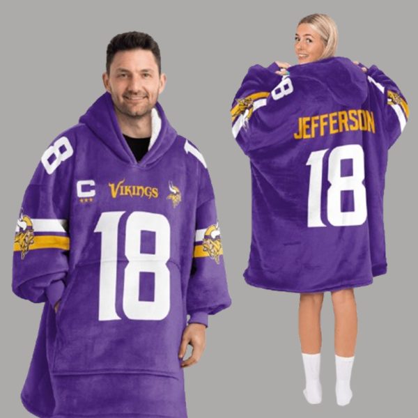Jefferson 18 Minnesota Football Unisex Blanket Hoodie 1