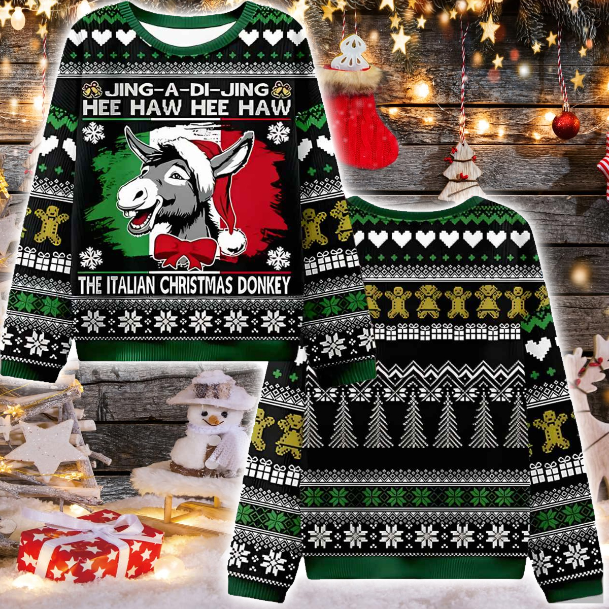 Jing A Di Jing Hee Haw Ugly Christmas Sweater