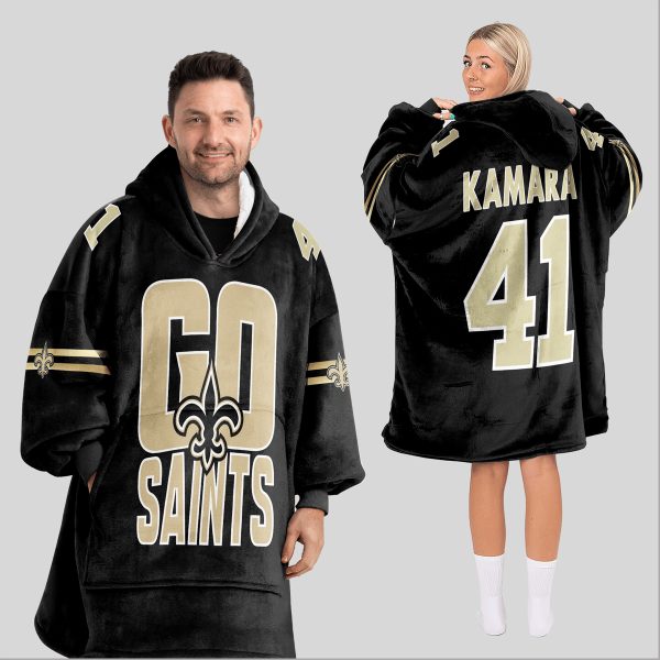 Kamara 41 Saints Football Unisex Blanket Hoodie 1