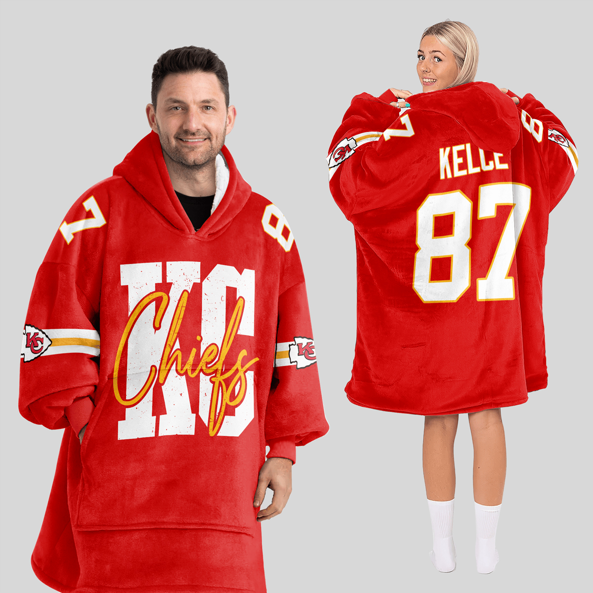 Kelce 87 Chiefs Football Unisex Blanket Hoodie 1