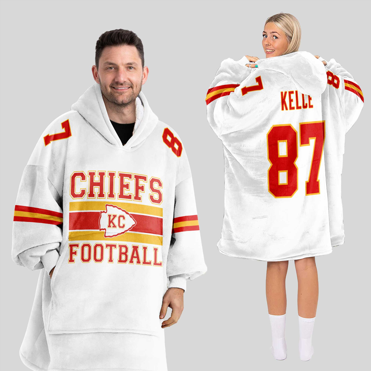 Kelce 87 Kansas City Football Unisex Blanket Hoodie 1
