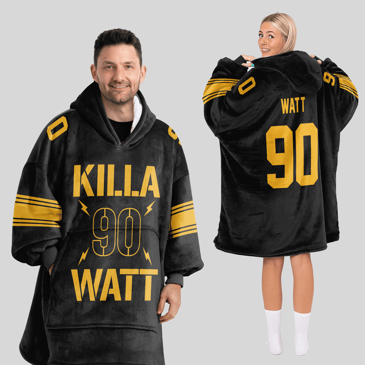 Killa Watt 90 Pittsburgh Football Unisex Blanket Hoodie