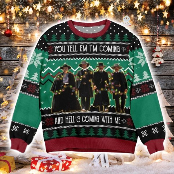 Kurt Russell Hell's Coming Ugly Christmas Sweater