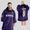 LJ 8 Ravens Football x Football Unisex Blanket Hoodie 1