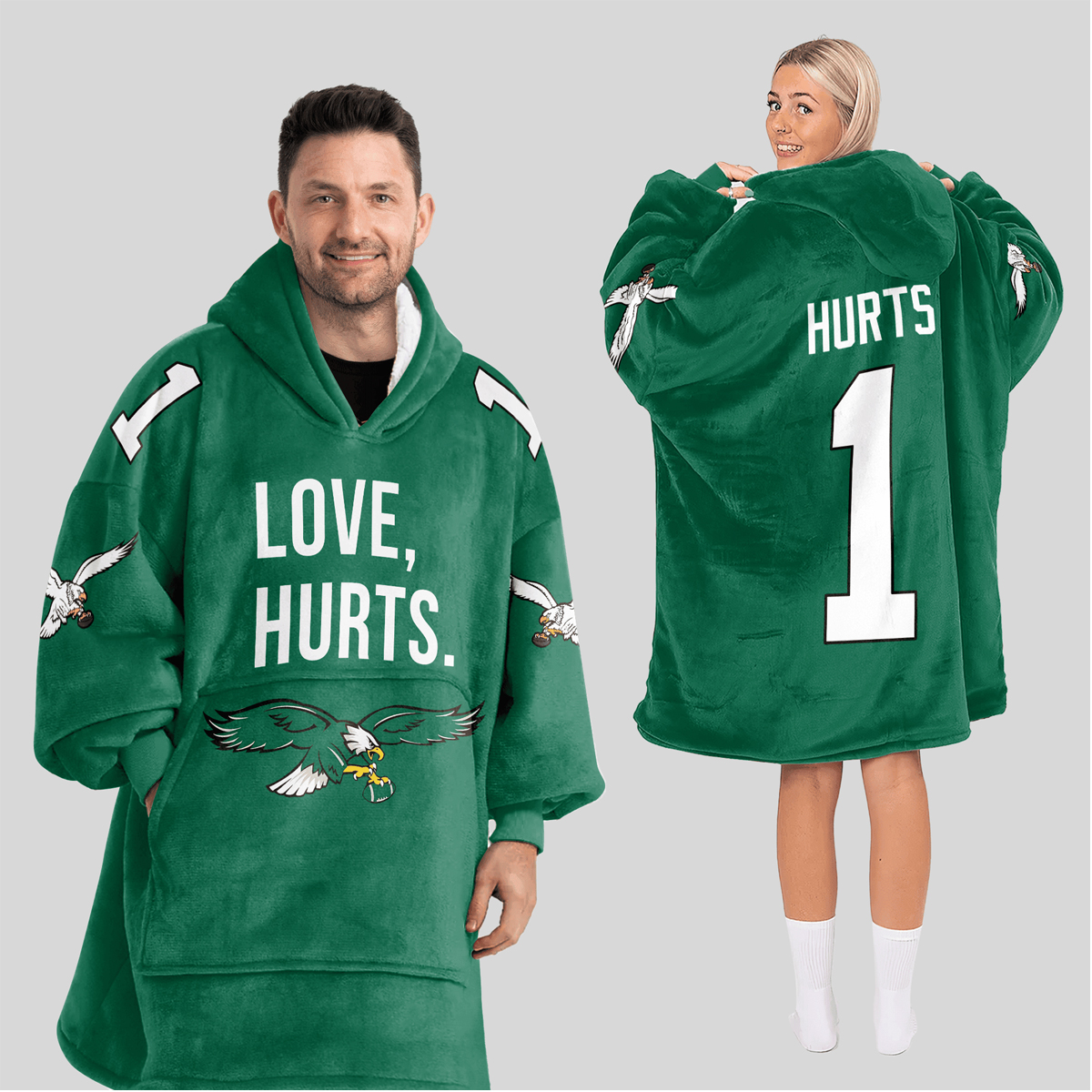 Love Hurts 1 Eagles Football Unisex Blanket Hoodie 1