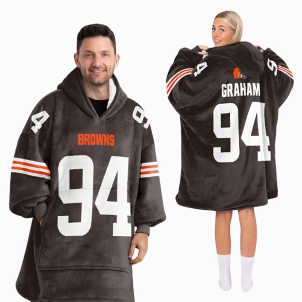 Mason Graham 94 Cleveland Football Unisex Blanket Hoodie 1