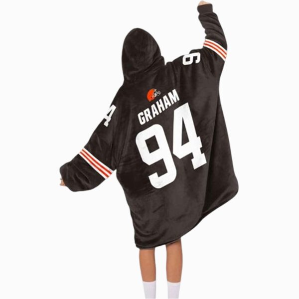 Mason Graham 94 Cleveland Football Unisex Blanket Hoodie 2