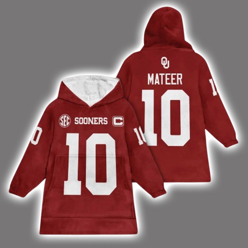 Mateer 10 Oklahoma Football Unisex Blanket Hoodie
