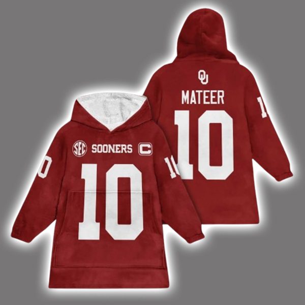 Mateer 10 Oklahoma Football Unisex Blanket Hoodie