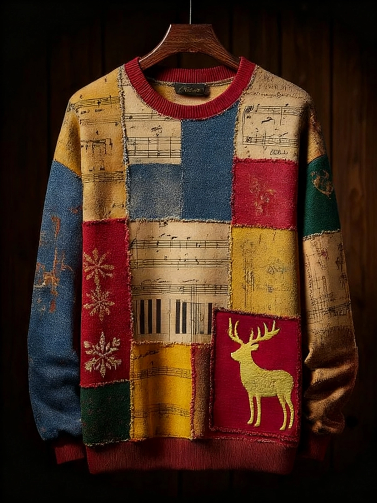 Men's Casual Musical Note Christmas Party Art Sweatshirt