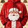 Mens Christmas Santa Claus Art Oversized Drop Shoulder Hoodie