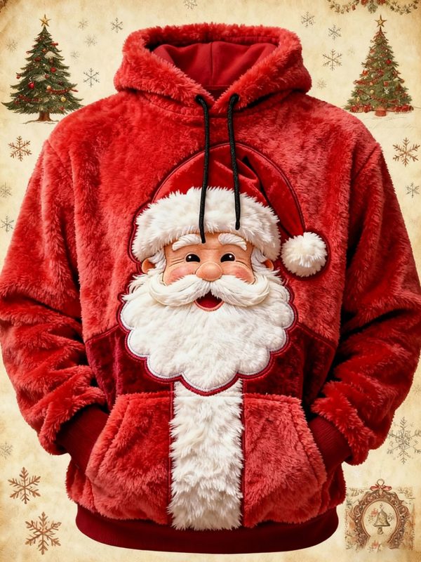 Mens Christmas Santa Claus Art Oversized Drop Shoulder Hoodie