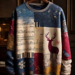 Mens Musical Note Christmas Party Art Sweatshirt