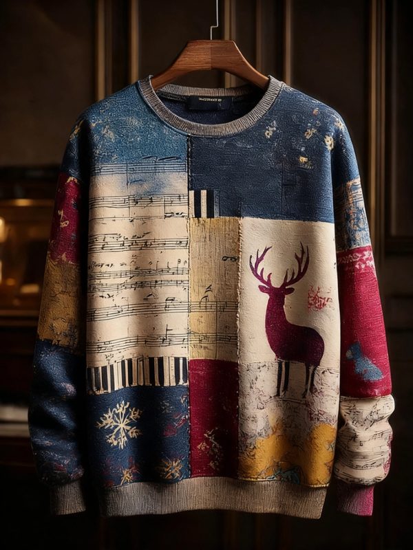 Mens Musical Note Christmas Party Art Sweatshirt
