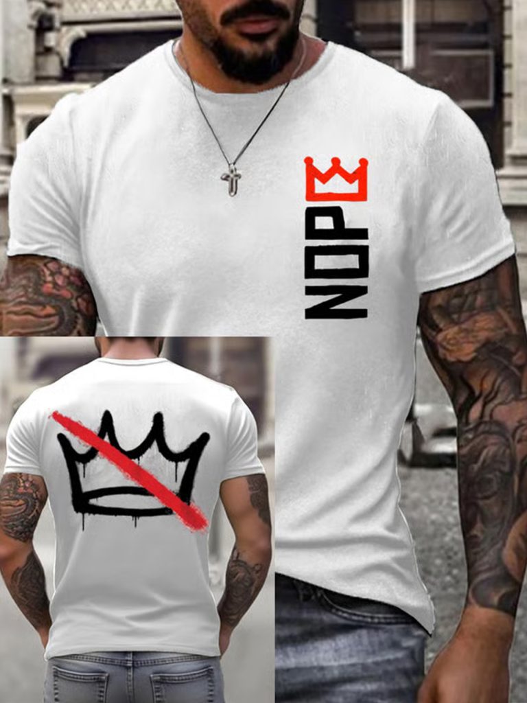 Men's No Kings In America Print Round Neck T Shirt