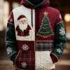 Mens Vintage Christmas Print Oversized Drop Shoulder Hoodie 1