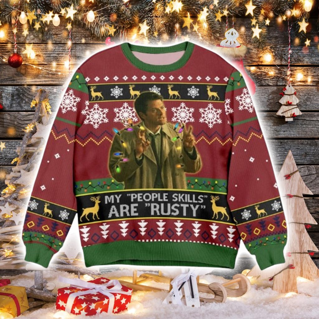 Misha Collins My People Skills Ugly Christmas Sweater