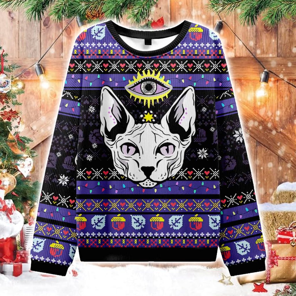 Mystical Cat Ugly Christmas Sweater