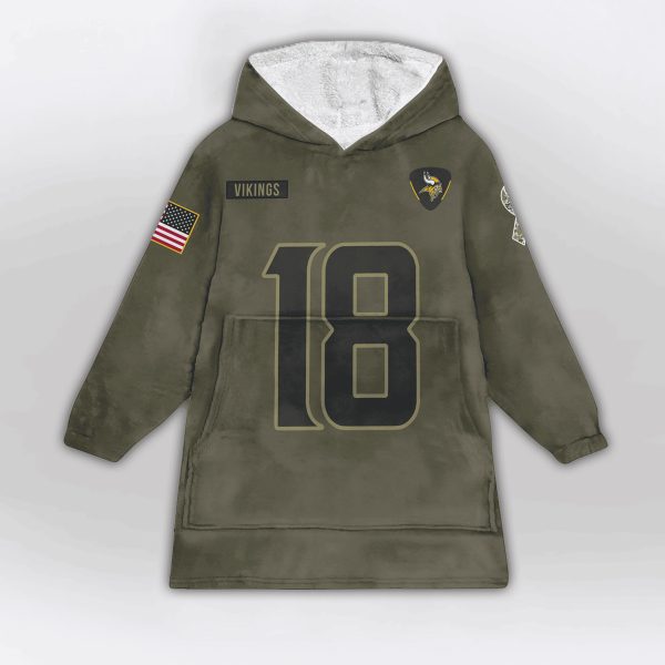 Jefferson 18 Vikings Football Unisex Blanket Hoodie