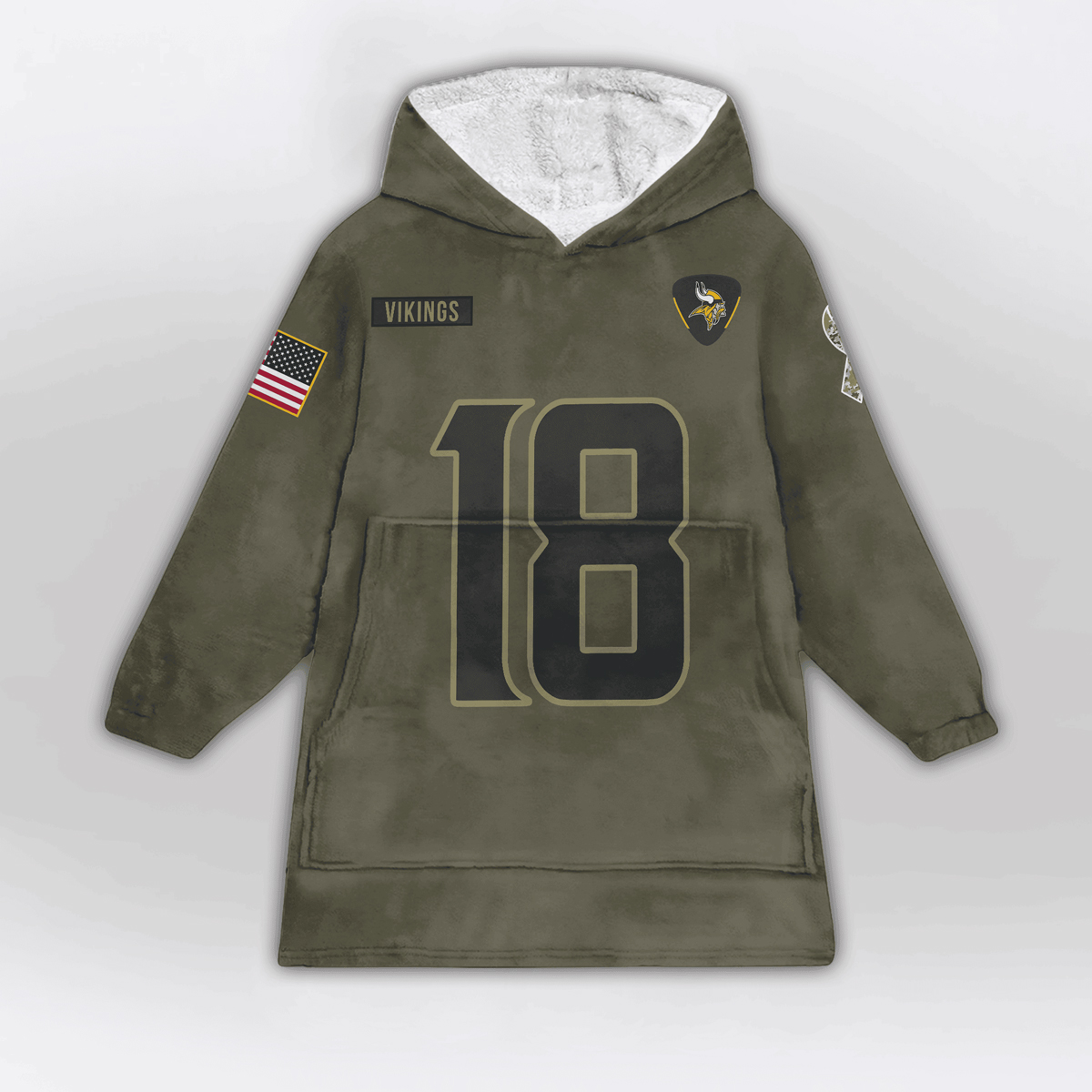 Jefferson 18 Vikings Football Unisex Blanket Hoodie