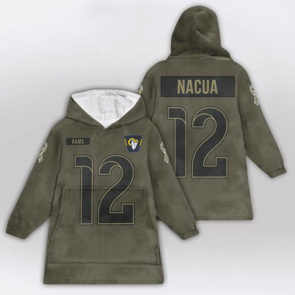 Nacua 12 Rams Football Blanket Hoodie 1