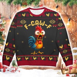Funny Chicken F Caw F Ugly Christmas Sweater