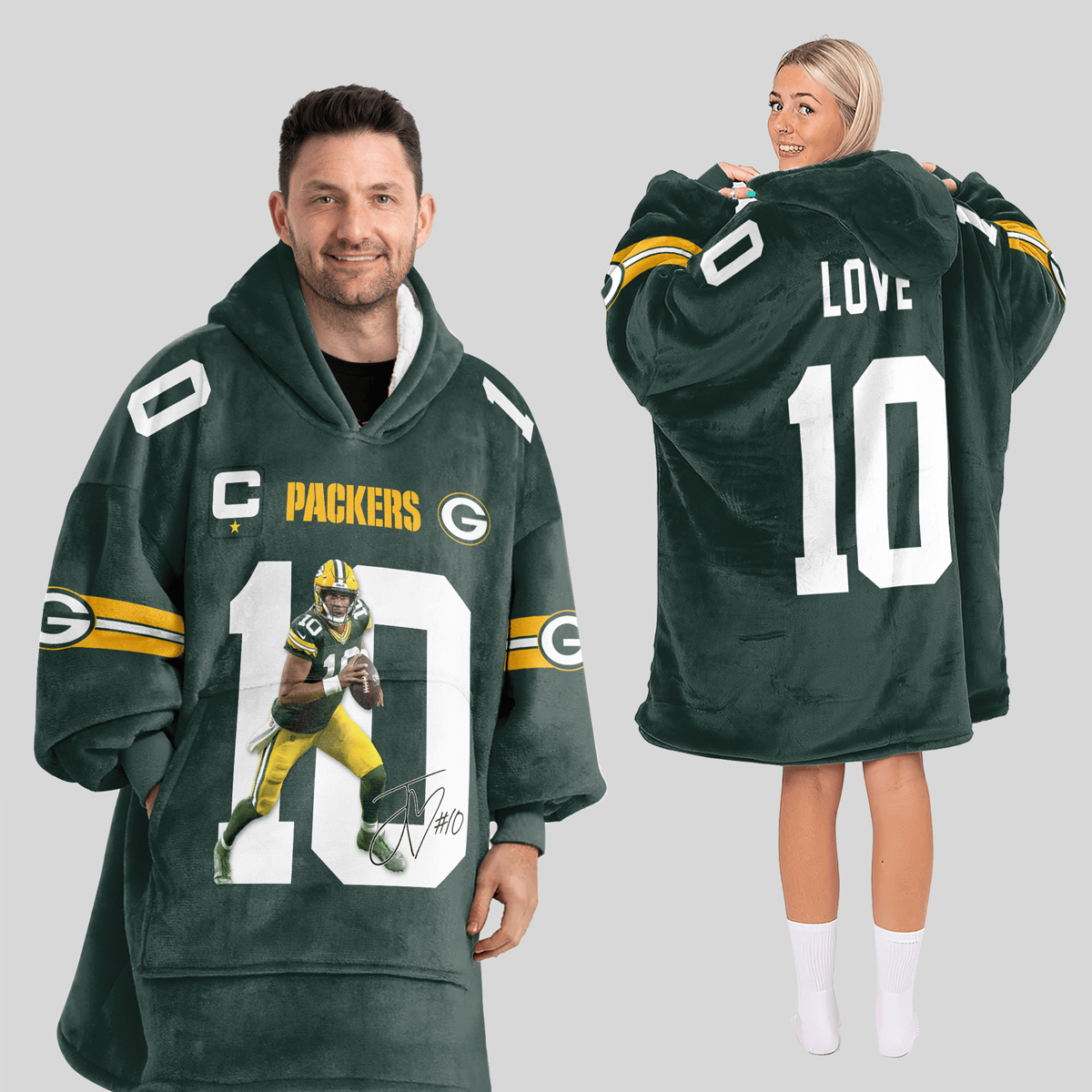 JL 10 Green Bay Football Unisex Blanket Hoodie