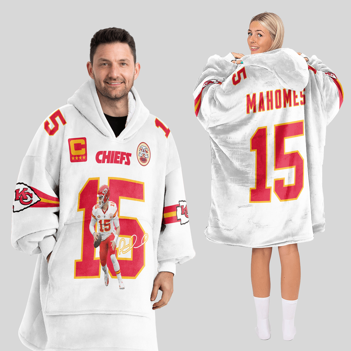 P.M Mahomes 15 Chiefs Football Unisex Blanket Hoodie
