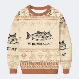 Bomboclat Fish Cat Meme Ugly Christmas Sweater