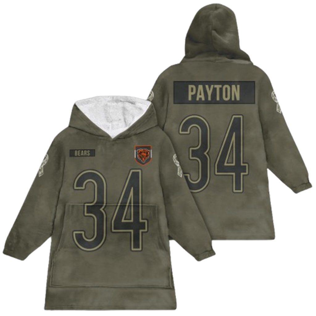 Payton 34 Chicago Football Blanket Hoodie 1
