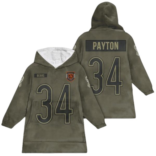 Payton 34 Chicago Football Blanket Hoodie 1