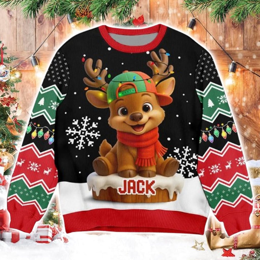 Personalized Baby Reindeer Ugly Christmas Sweater
