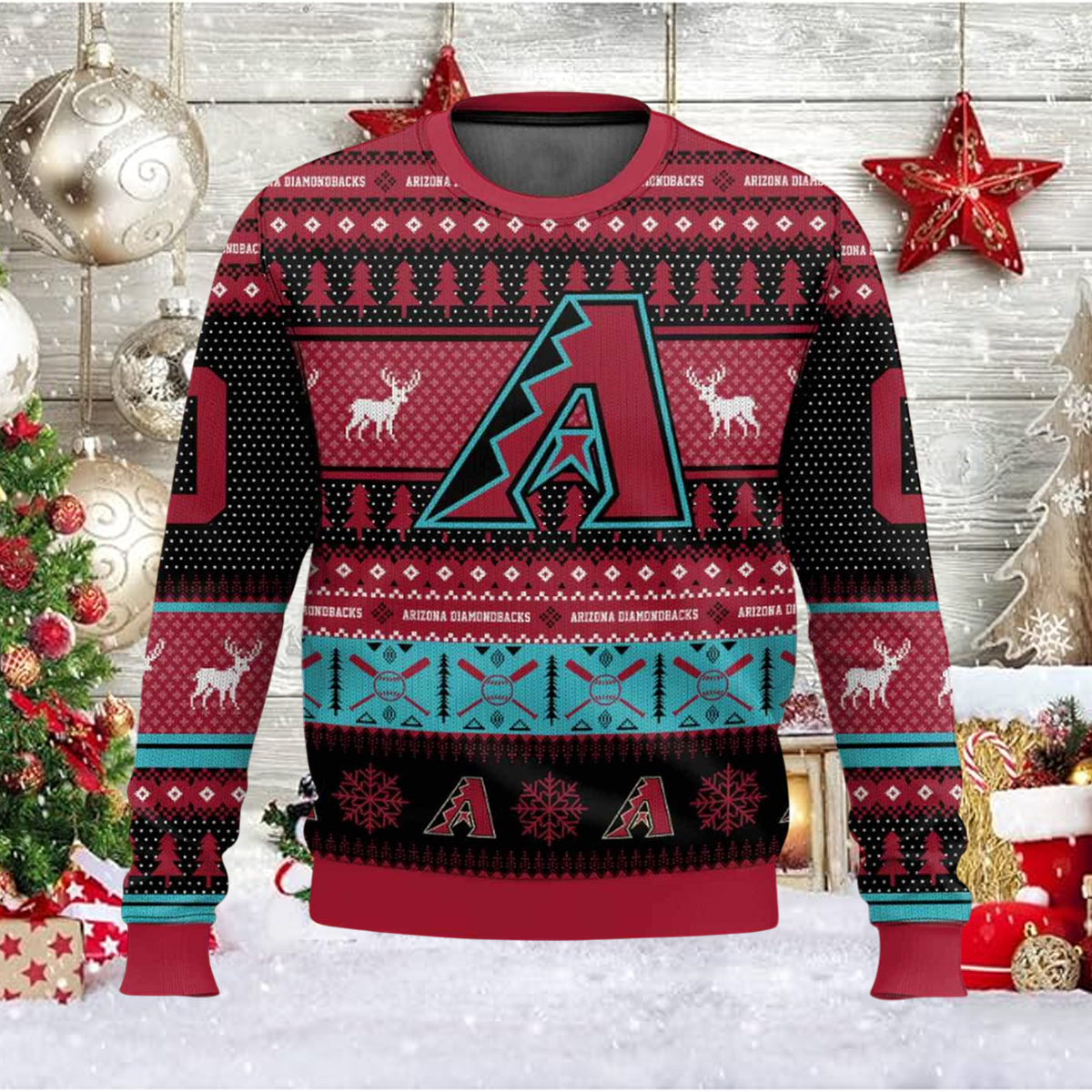 Personalized Diamondbacks Baseball 2025 Ugly Christmas Sweater 1