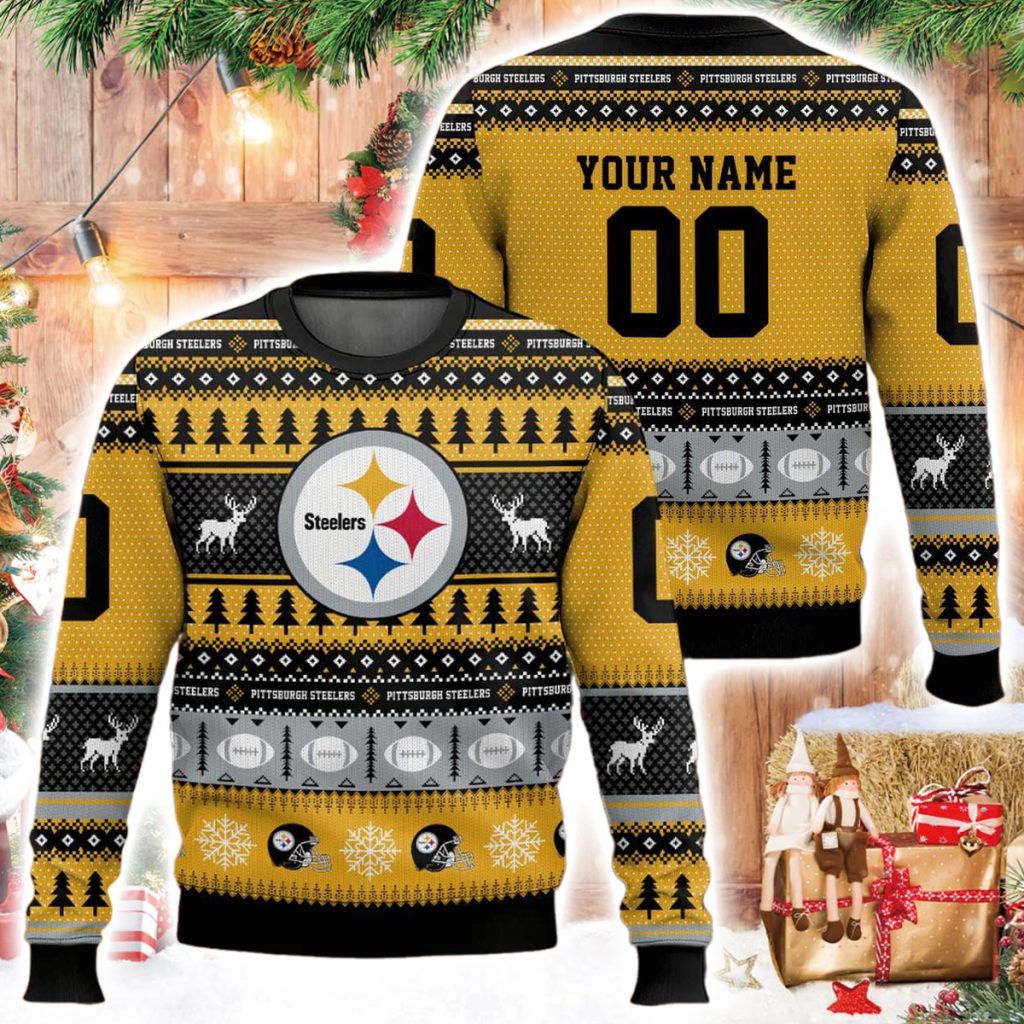Personalized Steelers Football 2025 Ugly Christmas Sweater