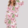 Pink Christmas Santa Silky Satin Pajama Set