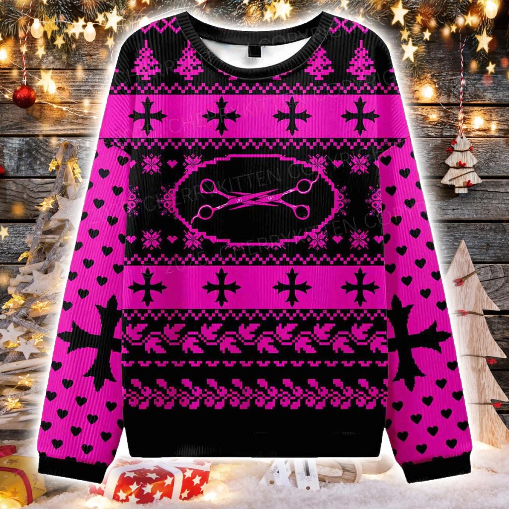Pink Scissor Pride Ugly Christmas Sweater