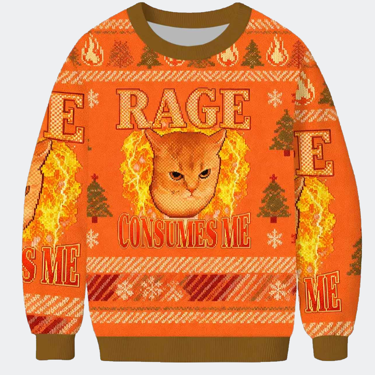 Rage Consumes Me Edgy Funny Cat Meme Ugly Christmas Sweater