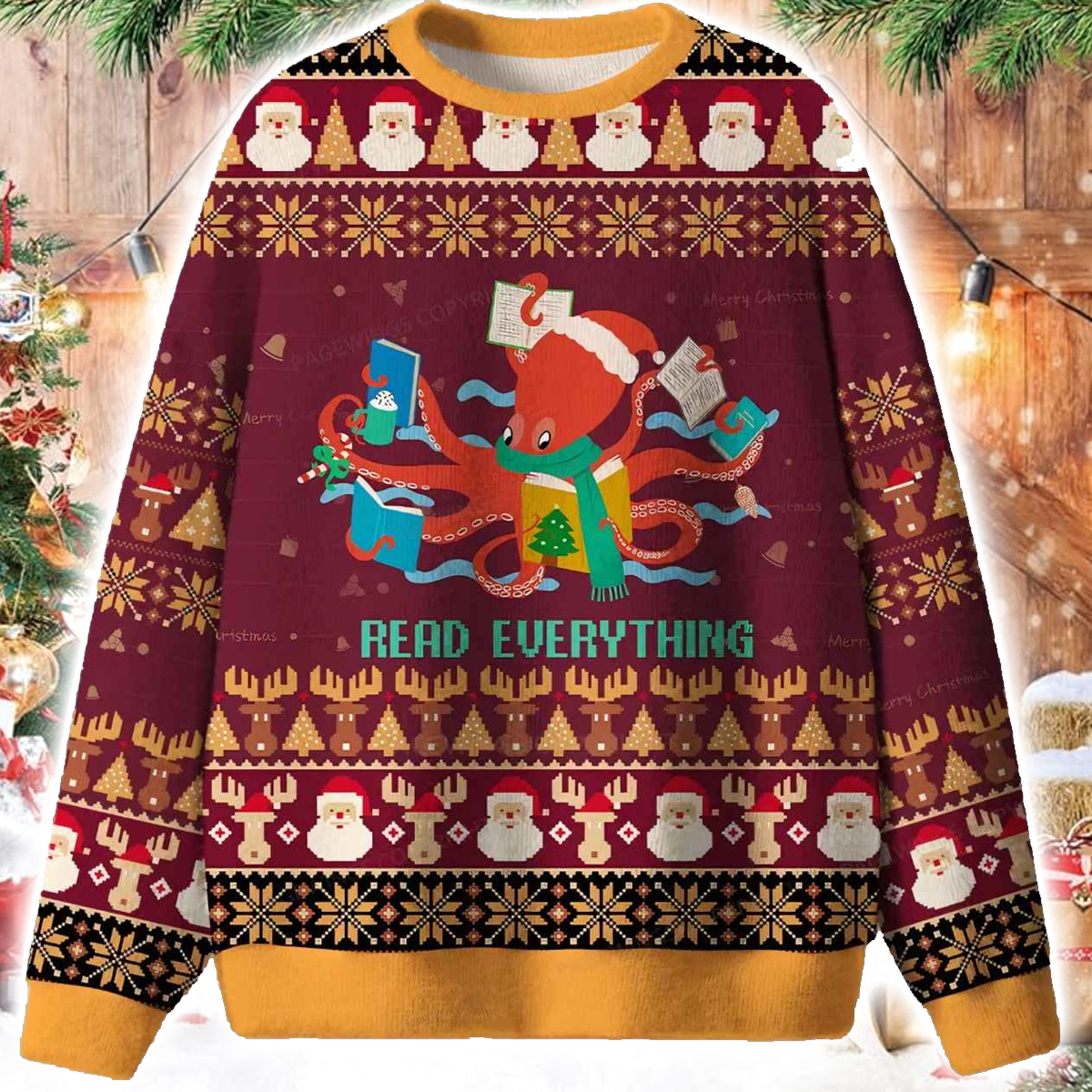 Read Everything Ugly Christmas Sweater