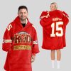 Red Kingdom Mahomes 15 Chiefs Football Unisex Blanket Hoodie 1