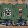 Retro Christmas Believe Print Sweatshirt 2