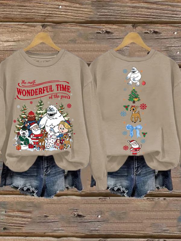 Retro Christmas The Most Wonderful Time Of The Year Print Sweatshirt 2