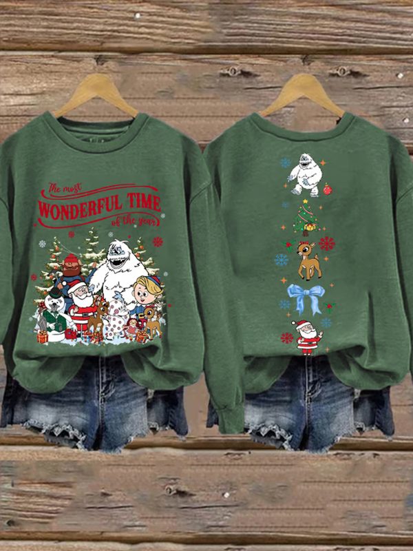 Retro Christmas The Most Wonderful Time Of The Year Print Sweatshirt 3