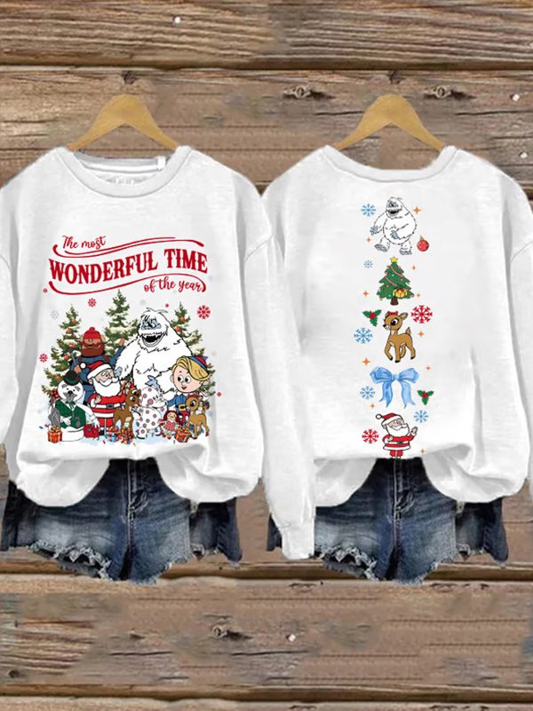 Retro Christmas The Most Wonderful Time Of The Year Print Sweatshirt