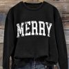 Retro Merry Christmas Print Sweatshirt 1