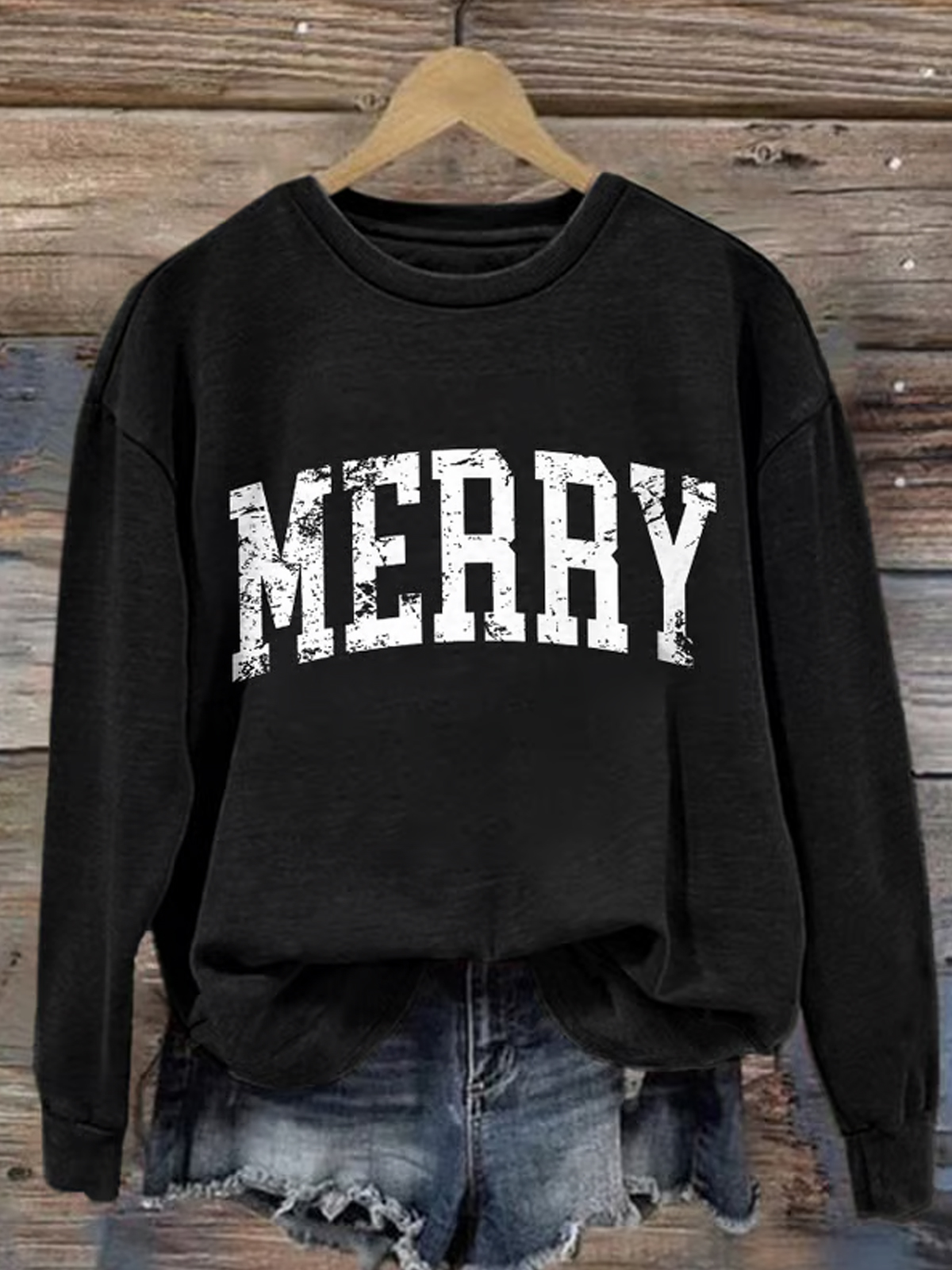 Retro Merry Christmas Print Sweatshirt 1