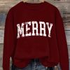 Retro Merry Christmas Print Sweatshirt 2