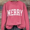 Retro Merry Christmas Print Sweatshirt 3