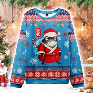 Frog Brings Gifts Christmas Ugly Sweater